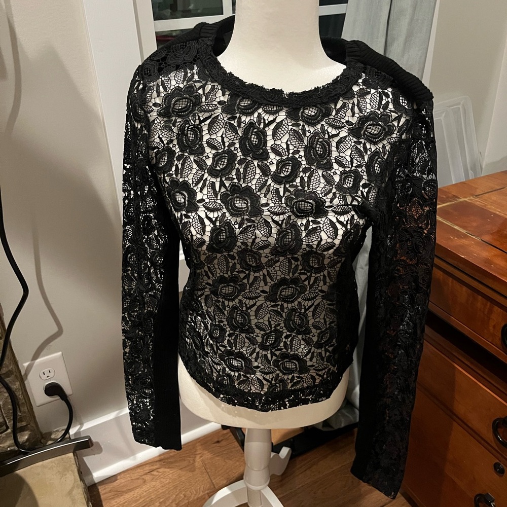 7 for all mankind sweater with lace front solid back high quality M. NWT